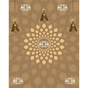Sacred Lotus Harmony glass film pattern in sand, gold and white, full design view